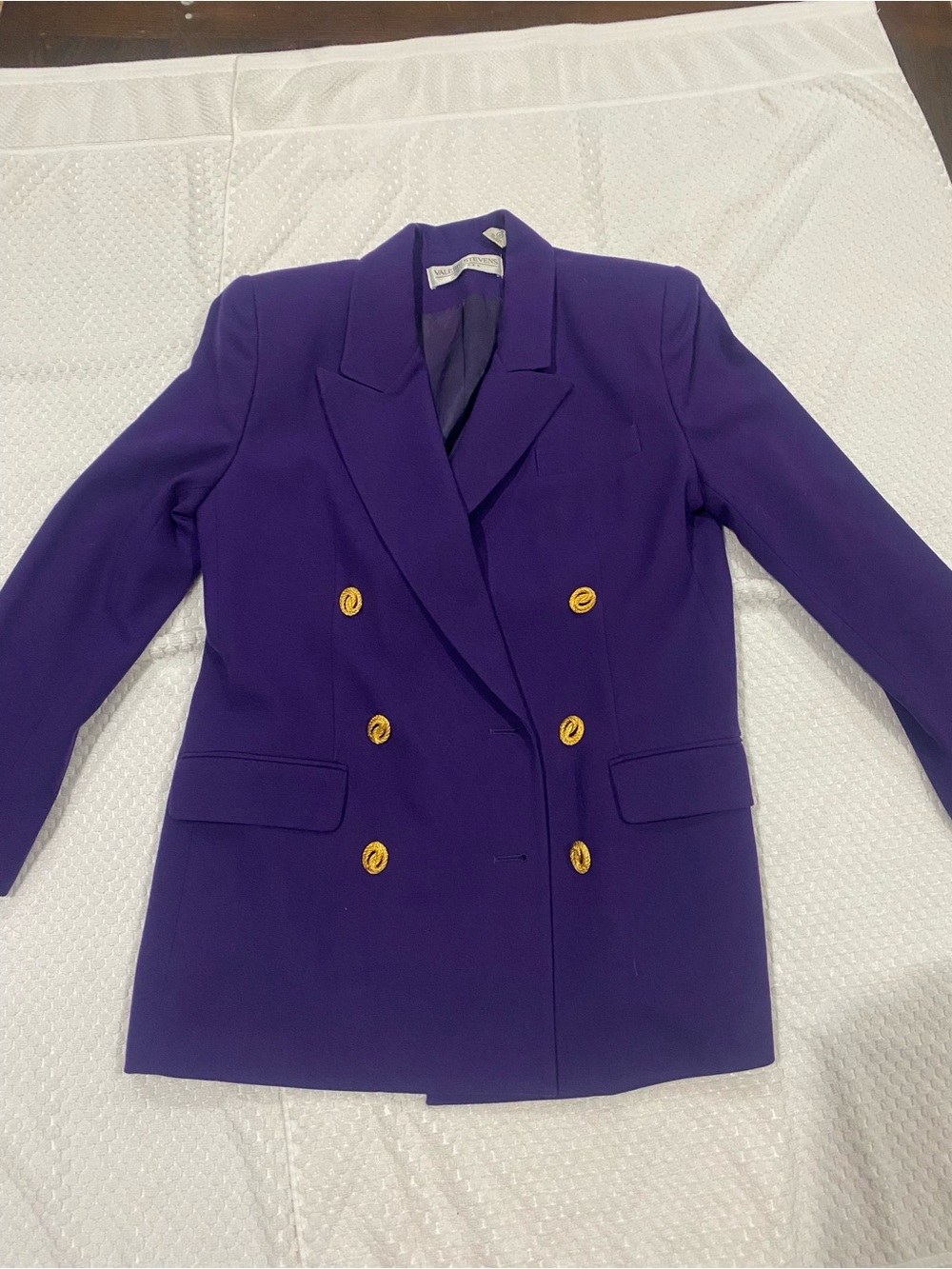 Valerie Stevens Purple Double-Breasted Blazerwith Gold Buttons and Skirt Suit - Picture 1 of 10